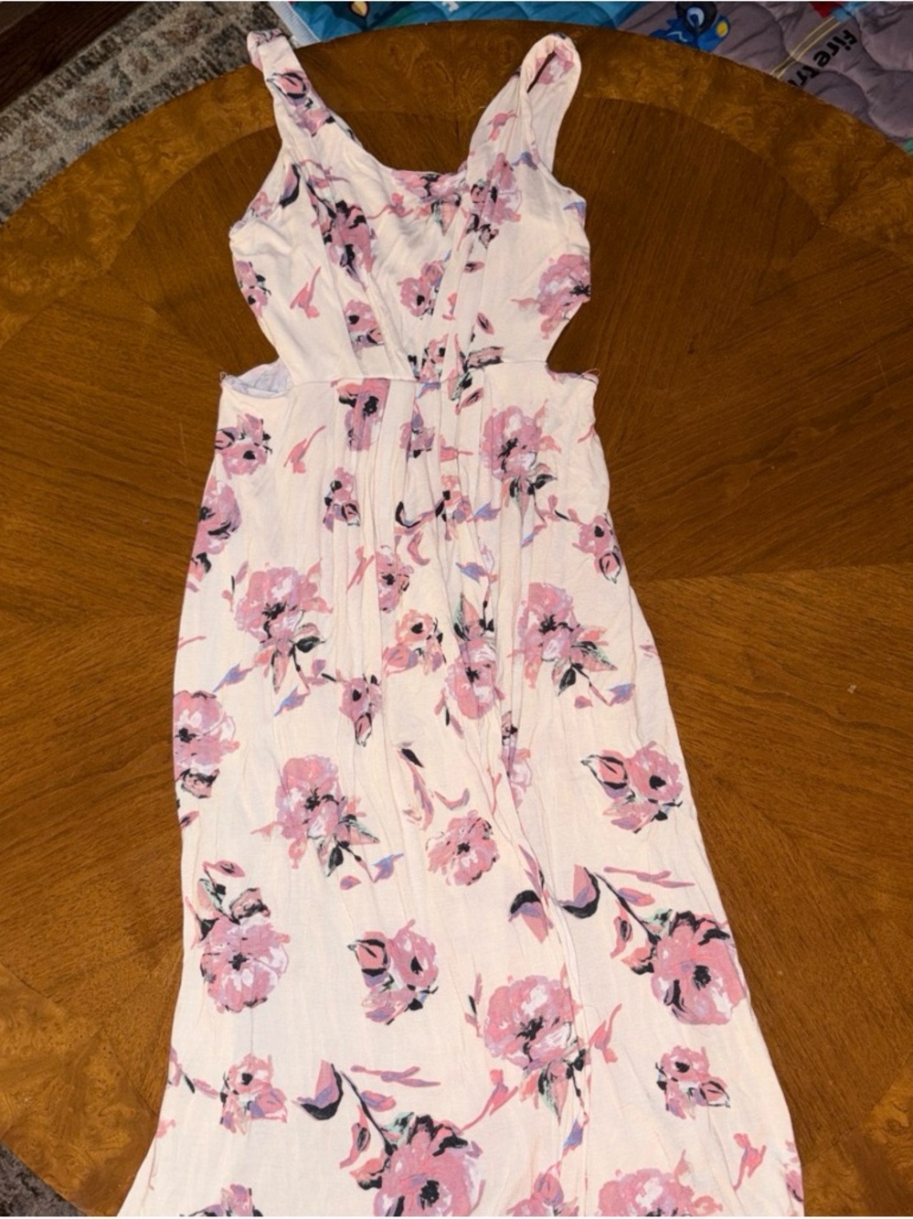 Lush Pink Floral Maxi Dress with Side Cutouts